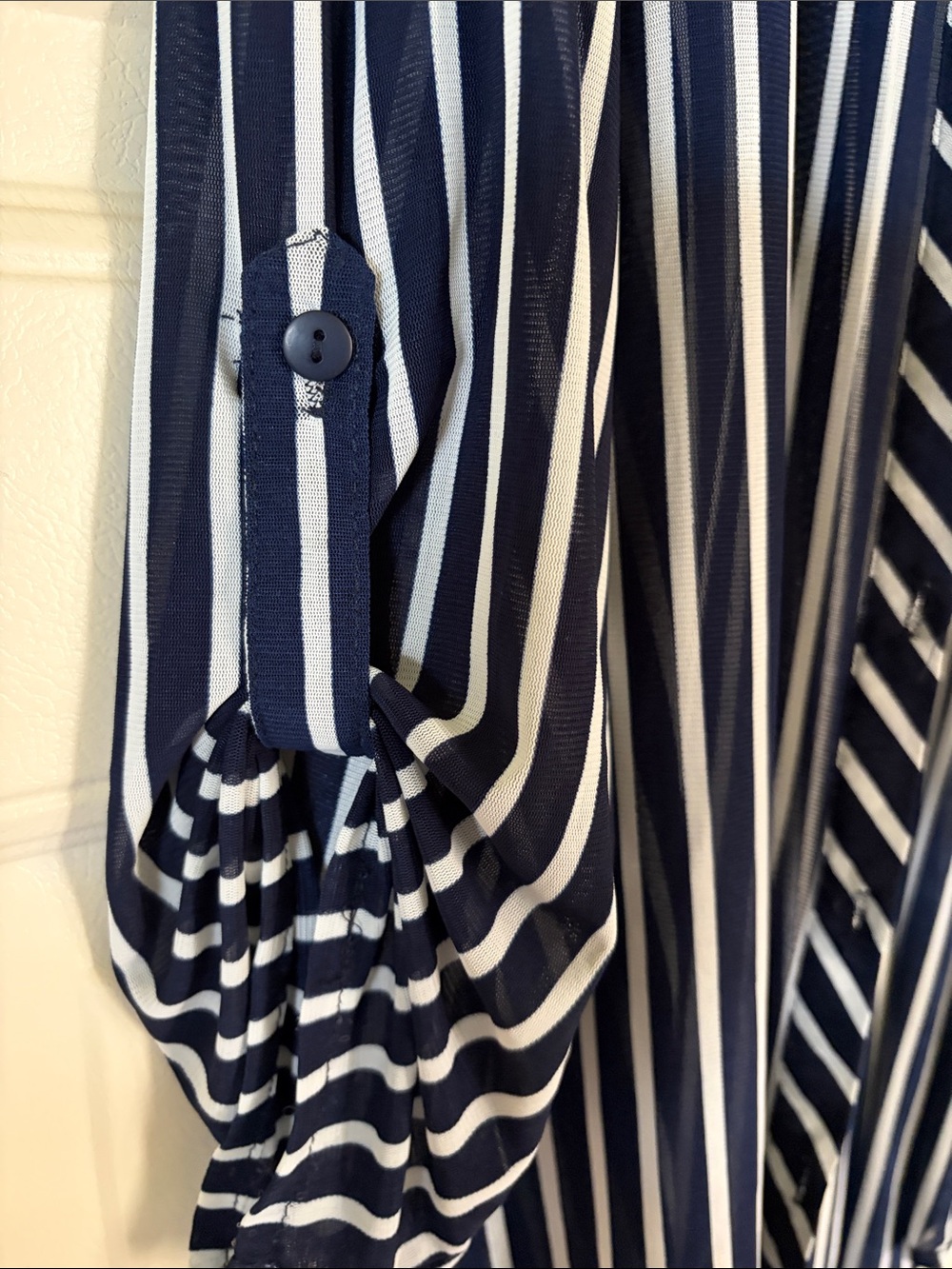 Bailey & Chloe Nautical Dk. Navy shirt Coastal Breezy Chic Sheer Lightweight XL - Picture 3 of 10